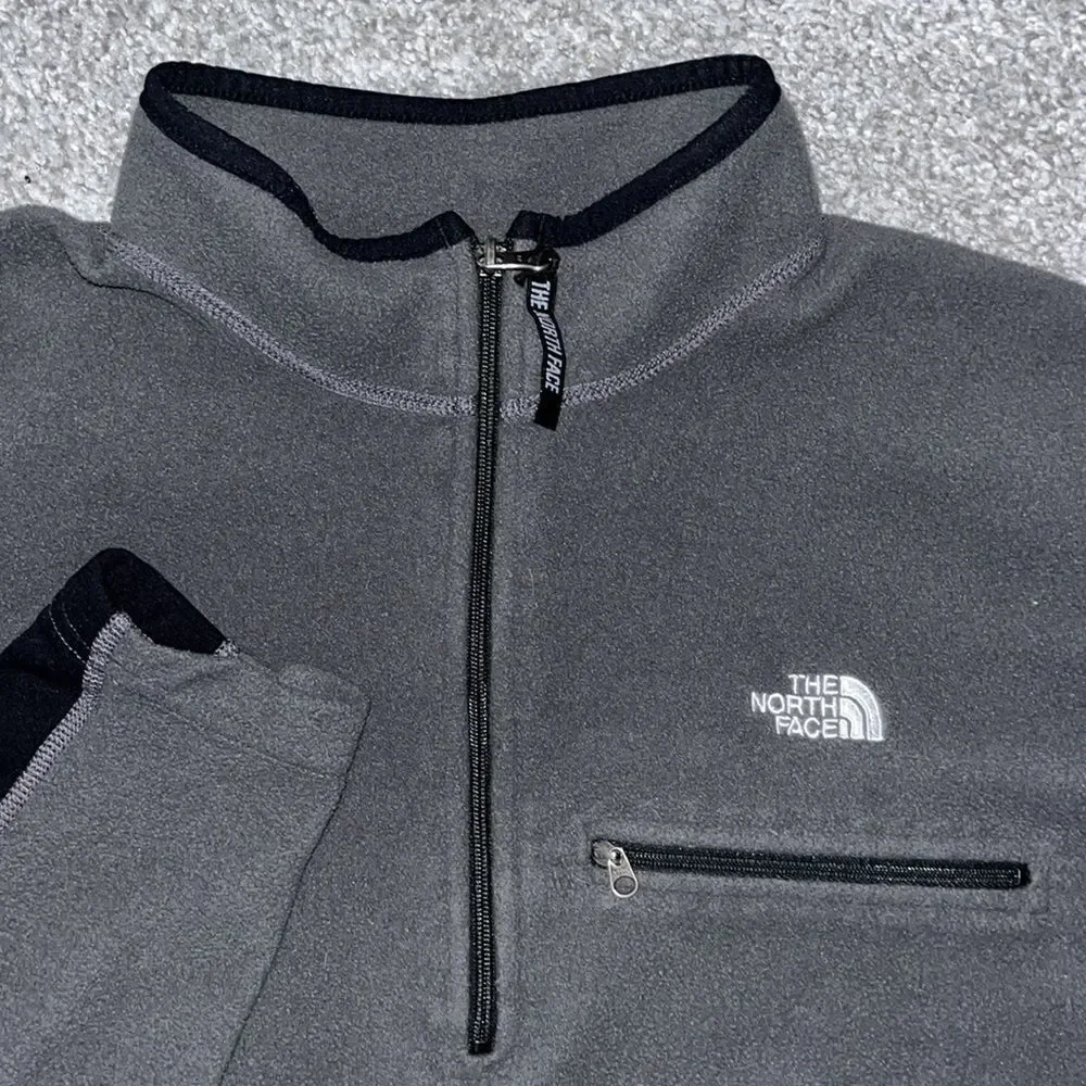 North Face Gray Black men’s fleece t neck hiking trail sweatshirt sweater XL